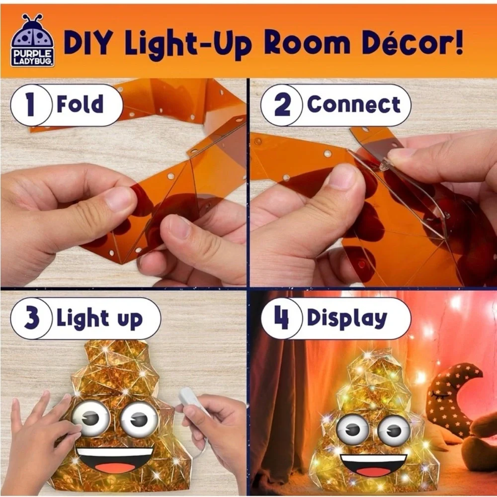 PRISM Emoji Poo 3D Puzzle Craft Kit with LED Lights - Brown